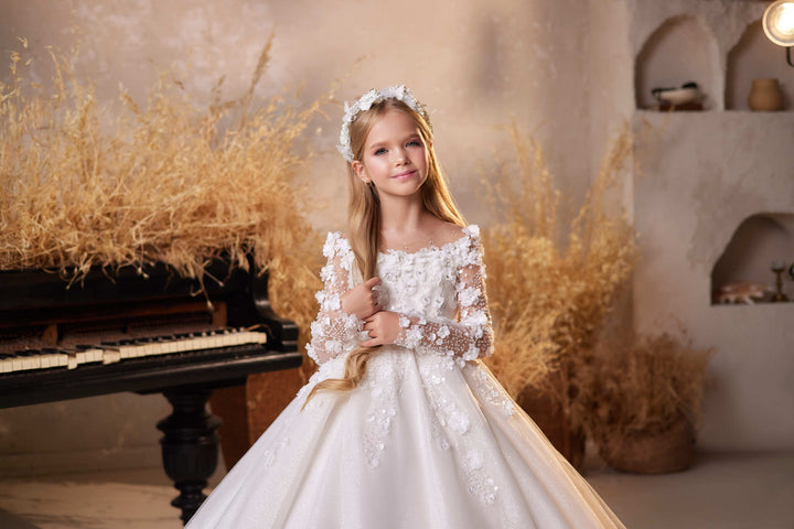 silk communion dress Buy Lipsy White Holy Communion Long Sleeve Lace Satin Occasion Dress (7-11yrs) from Next USA