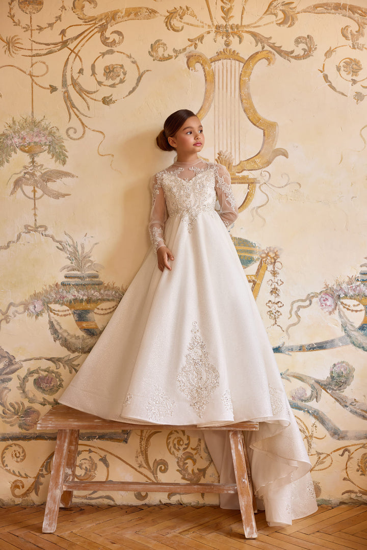 ivory holy communion dresses First Dress with Lace & Cape catholic first communion dress