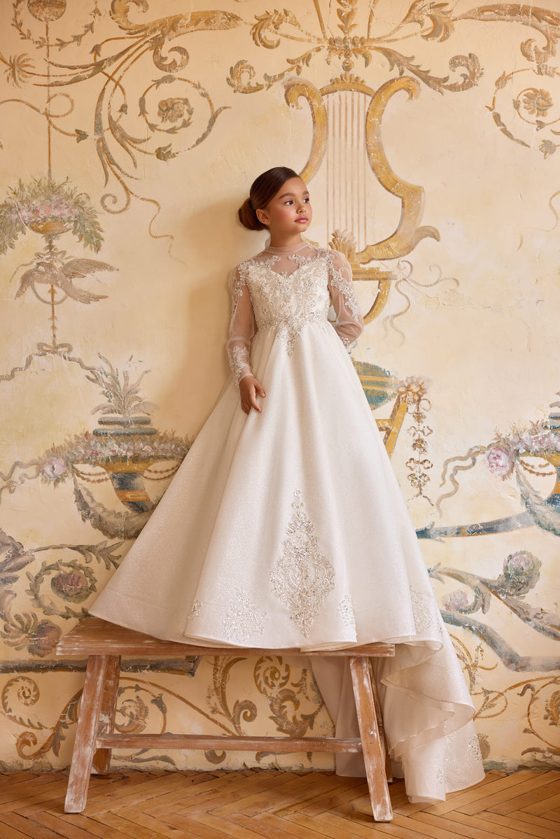 Flower girl dress with optional floral cape for weddings or pageants