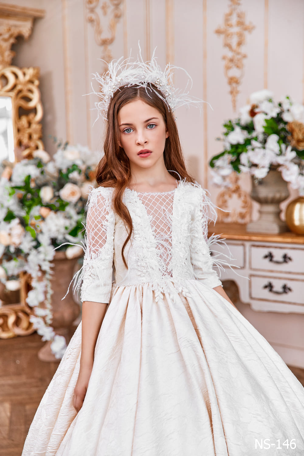 ivory first holy communion dresses Ivory Jacquard Dress for First Holy Communion