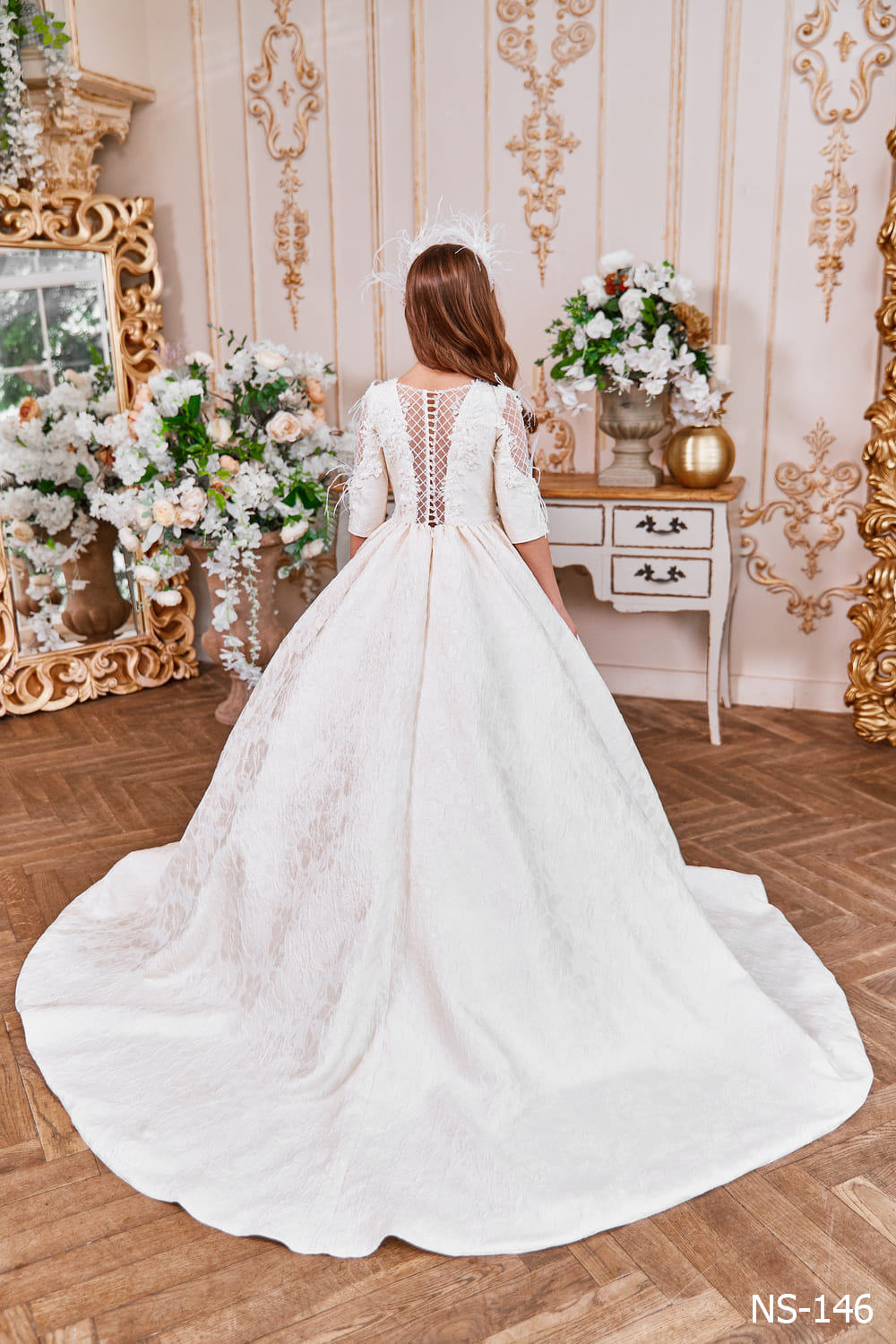 Ivory Jacquard Dress for First Holy Communion Ivory Jacquard Dress for First Holy Communion