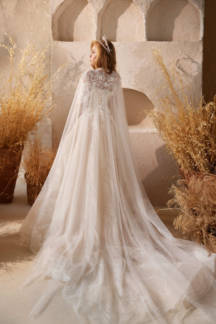 Ivrea Flower Girl Dress with Detachable Cape Ivrea Flower Girl Dress with Detachable Cape