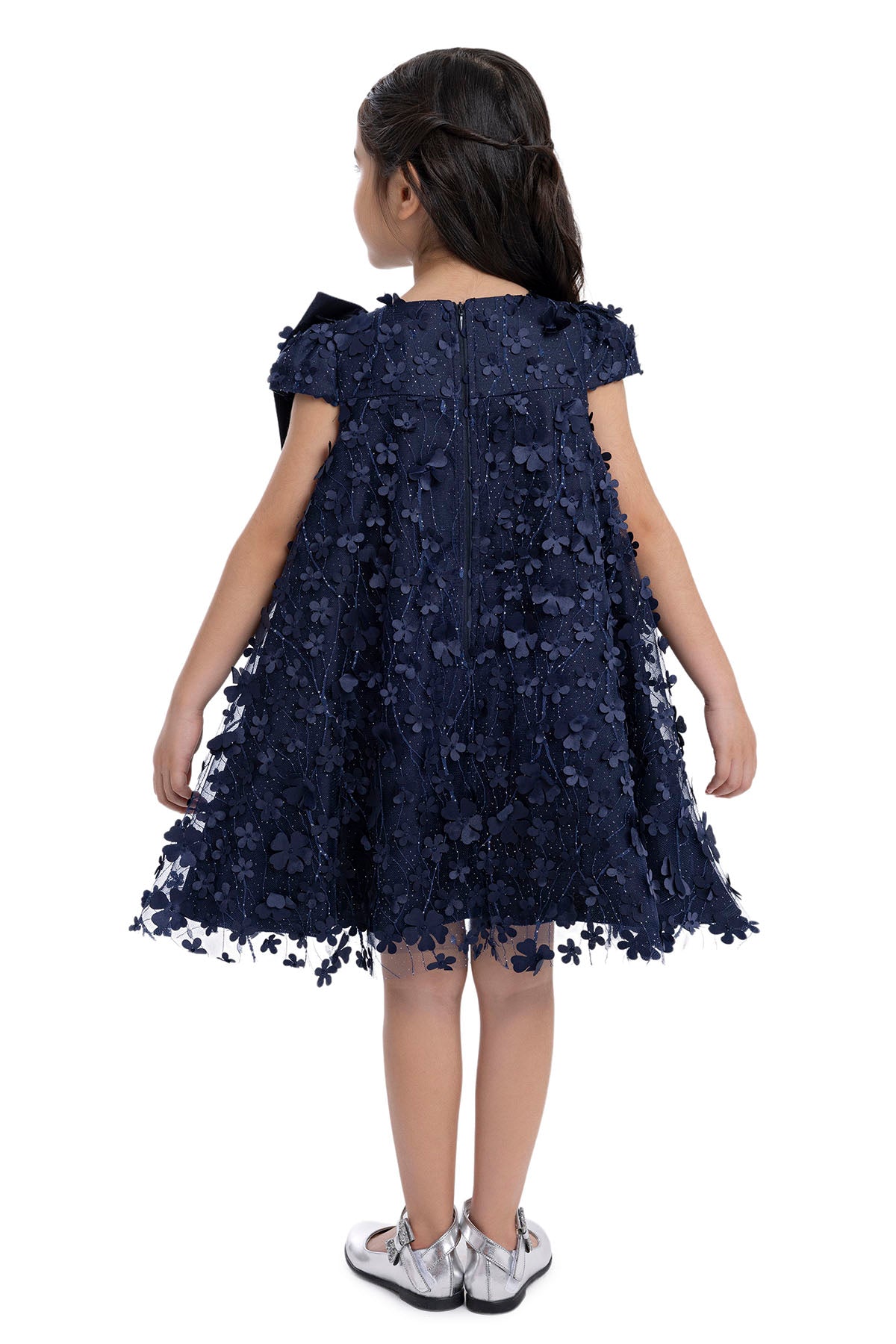 navy blue childrens dresses Kids Dresses Trapeze Navy Dress with a Bow 3 Years / Navy