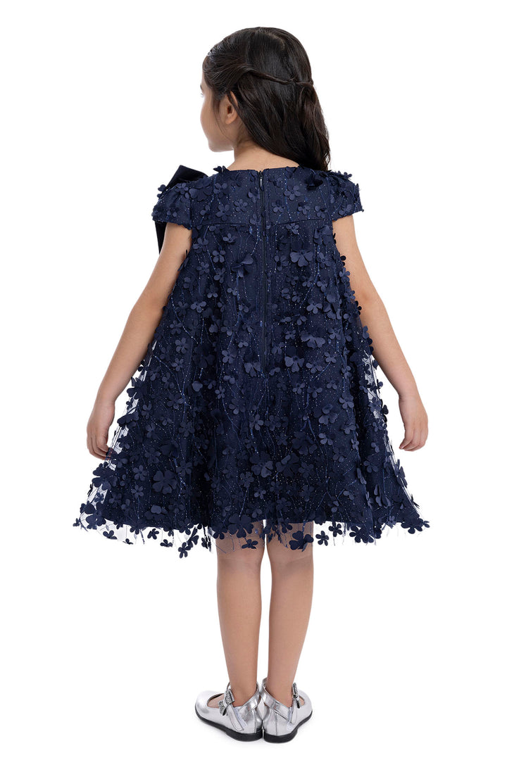 Kids Dresses Trapeze Navy Dress with a Bow – Mia Bambina Boutique