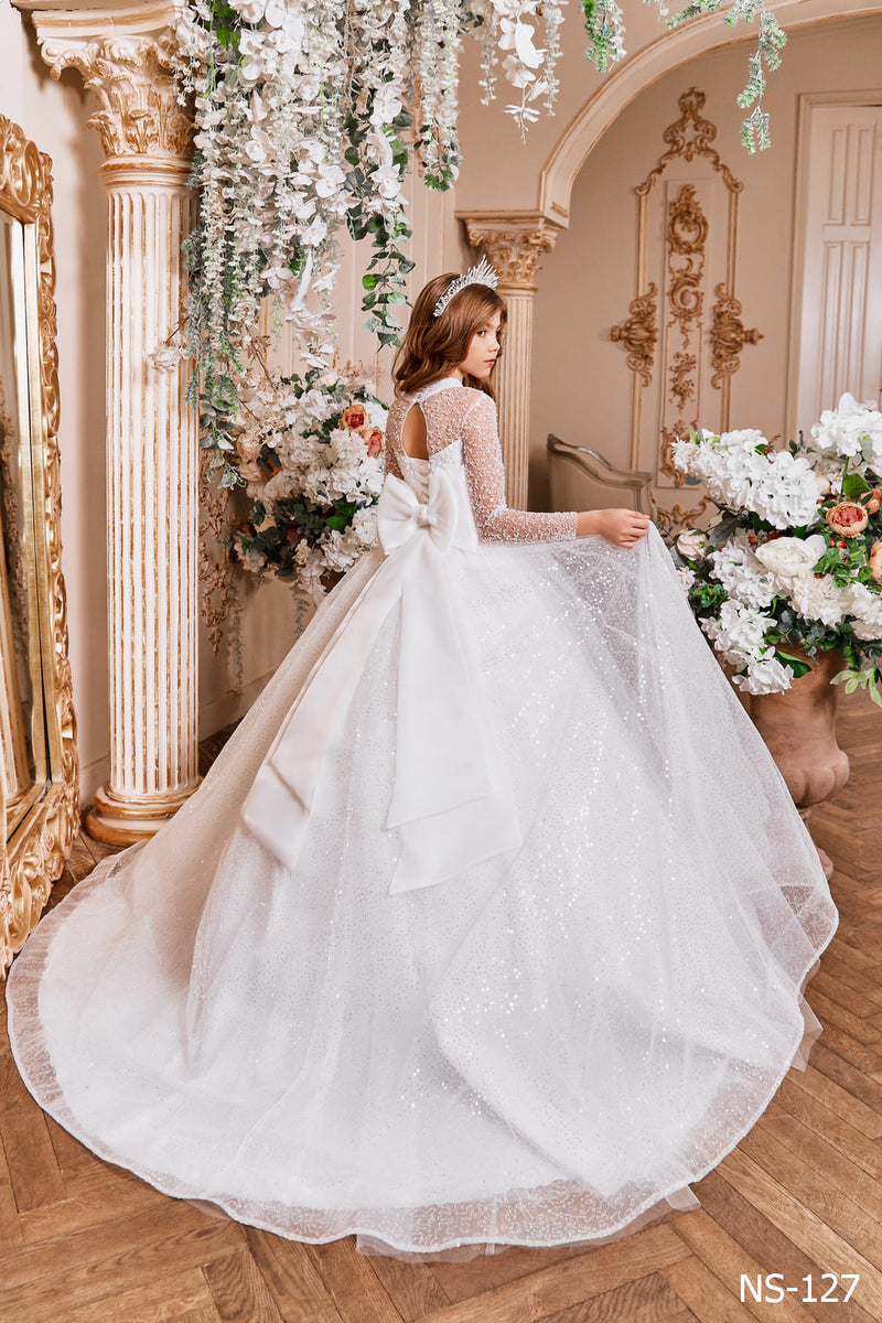Long Glitter Dress with Long Sleeves Long Glitter Dress with Long Sleeves