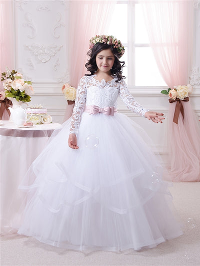 Marcelle Long Sleeve White Dress for Communions by Mia Bambina Boutique Canada