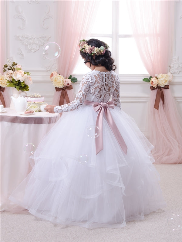 Marcelle Long Sleeve White Dress for Communions by Mia Bambina Boutique Canada