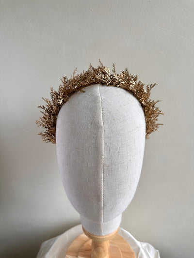 Handmade gold leaf hairband for girls with metallic fern details – special occasion accessory