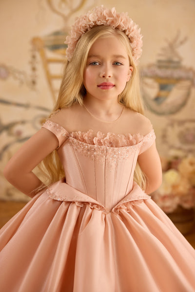 Elegant flower girl dress with floral headband