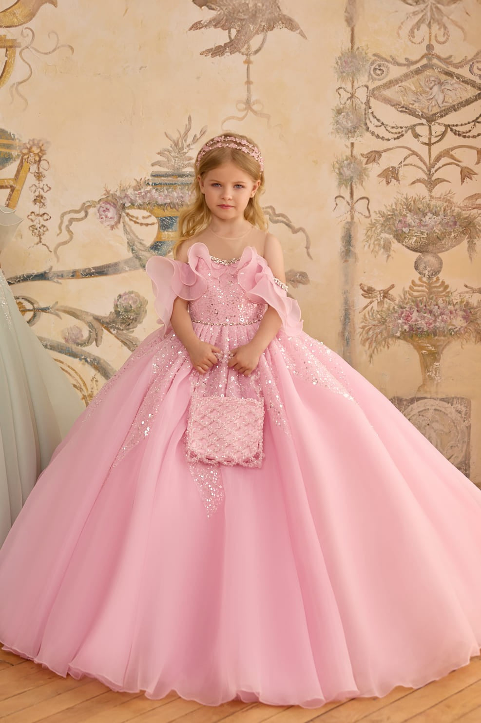 Pink ball gown flower girl dress - Mia Bambina Boutique