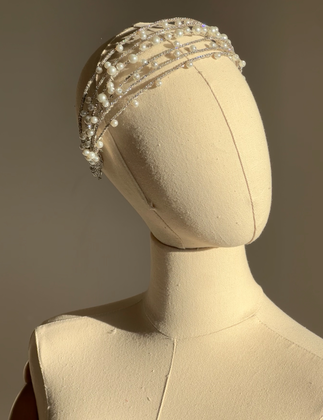 Handmade multi-strand pearl headband for girls with crystals and pearls – elegant special occasion hair accessory