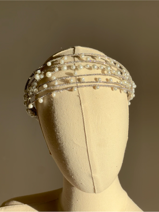 Handmade multi-strand pearl headband for girls with crystals and pearls – elegant special occasion hair accessory