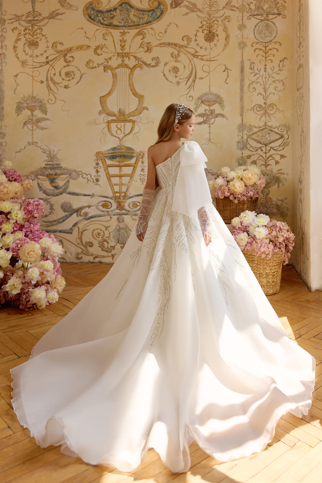 Luxury One-Shoulder First Communion Dress | Off-White & Champagne Size 9-10 / White (Replacement Lace) Luxury One-Shoulder First Communion Dress | Off-White & Champagne Size 9-10 / White (Replacement Lace)