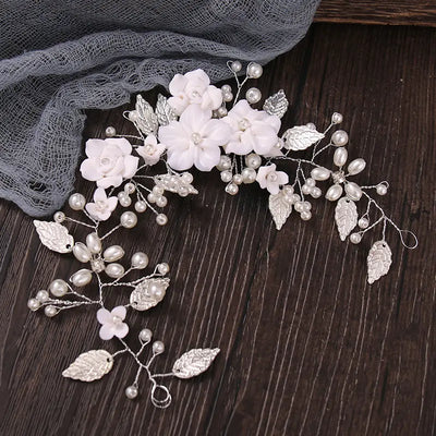 Pearl and Flower Beads Hairband by Mia Bambina Boutique Canada