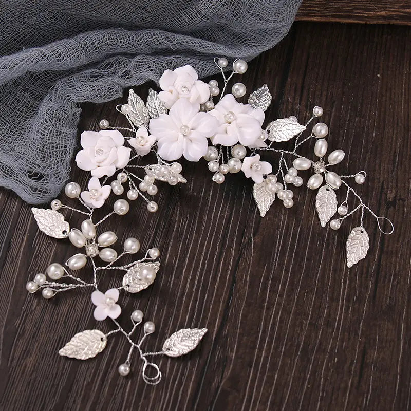 Pearl and Flower Beads Hairband by Mia Bambina Boutique Canada