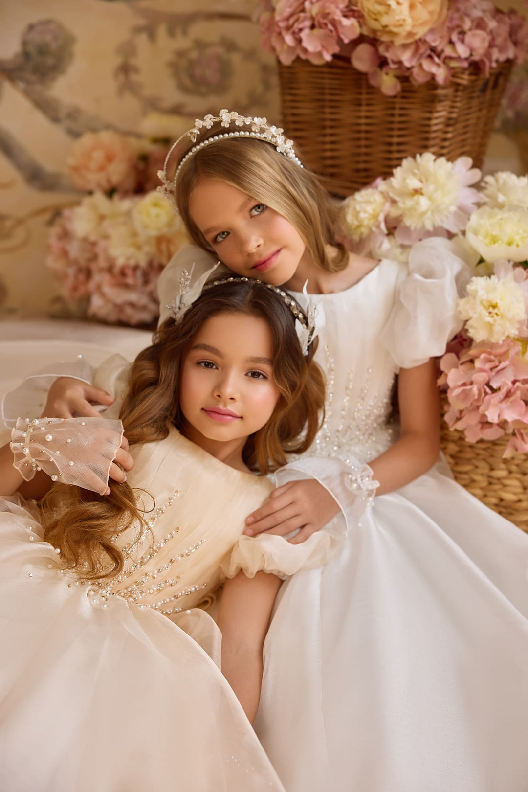 Pearl Radiance Ball Gown | Luxury First Communion Dress & Flower