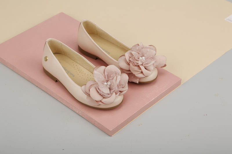 Pink Ballet Flat Shoes with Flower Brooch by Andanines Mia Bambina Boutique Canada