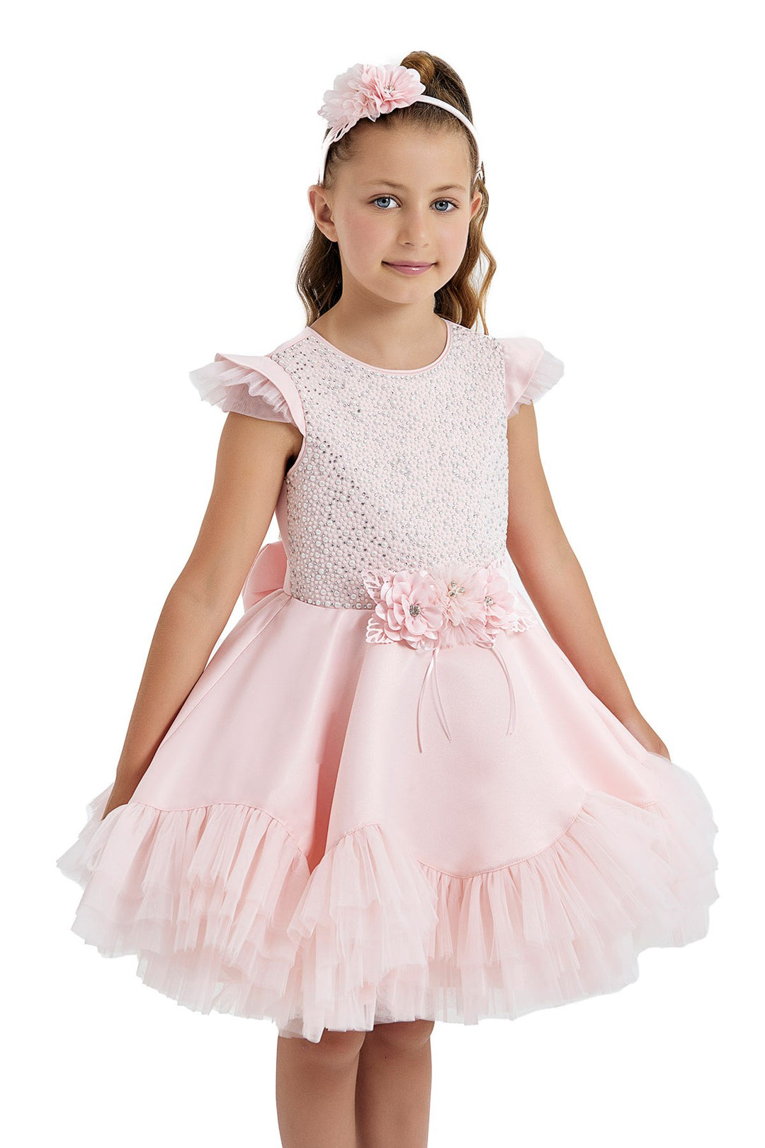 birthday girl tutu dress Pink with Pearls 7 Years / Pink TopLaDivine Customized(can Not Refund) Sky Size:S USA layered asymmetric edge