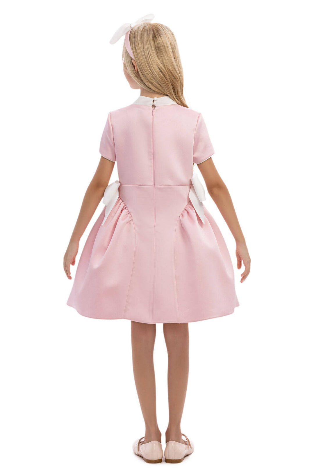 pink bow birthday dress Girls Party with Crystal Collar & Satin Bows Azazie Dora Ganache A-Line Dresses: Open Back Dresses stitched using high quality Color:Mocha
