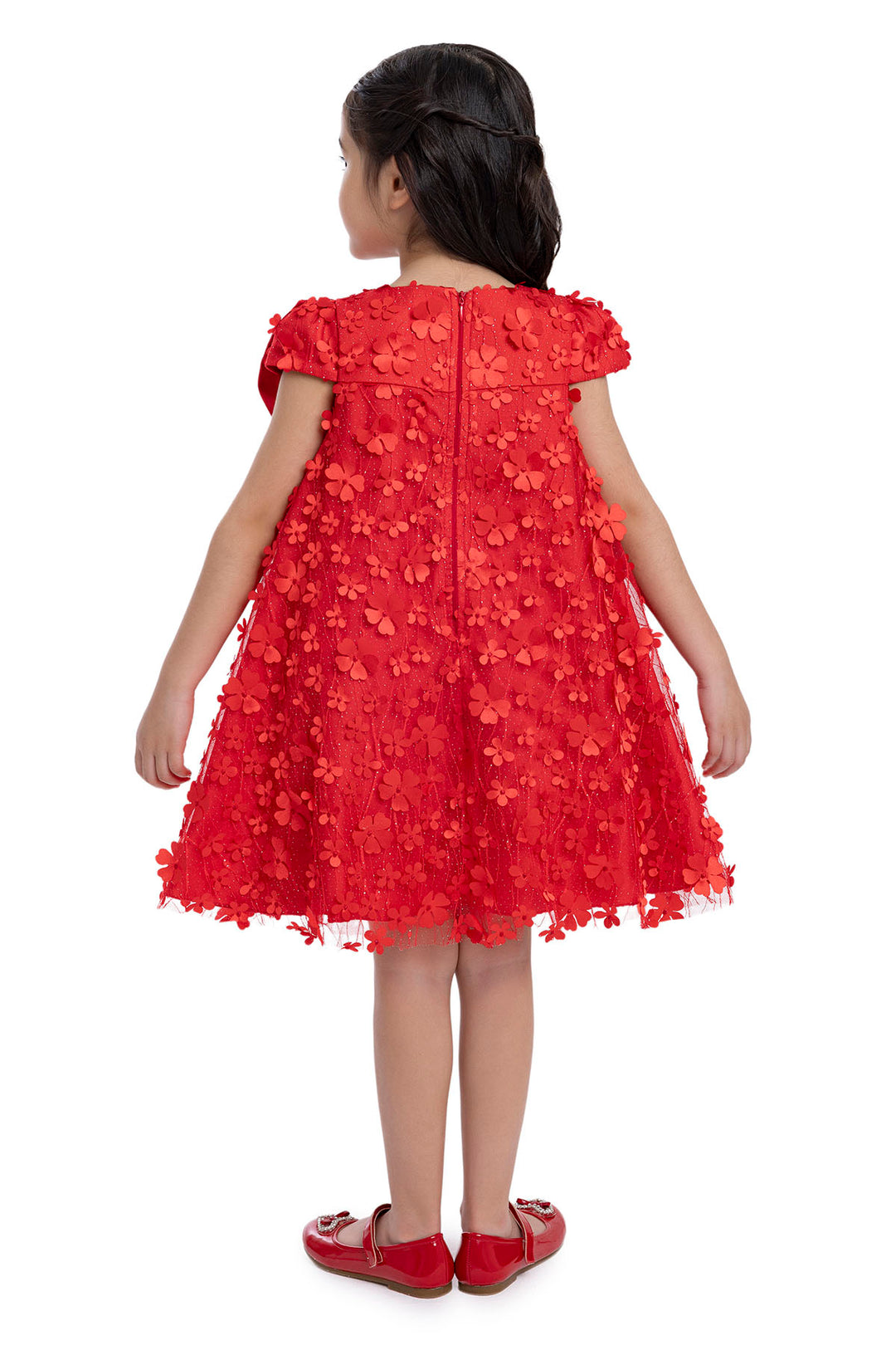 red holiday dresses juniors Girls Trapeze Party Dress with a Bow elegant red cocktail dress