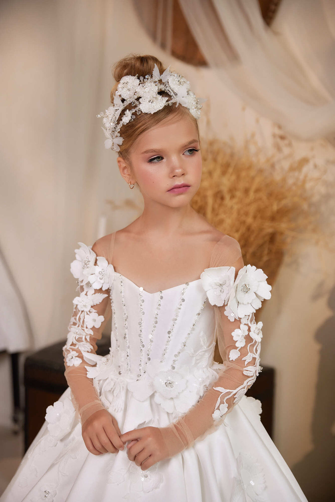 Mikado Off the Shoulder Flower Girl Dress Mikado Off the Shoulder Flower Girl Dress