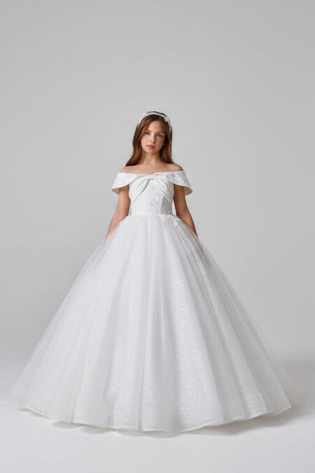 White Off the Shoulder Dress for Formal Event by Mia Bambina Boutique Canada