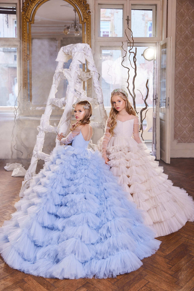 Wisteria Blue Tulle Princess Dress by Mia Bambina Boutique