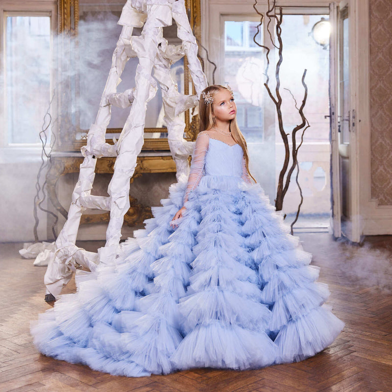 Wisteria Blue Tulle Princess Dress by Mia Bambina Boutique