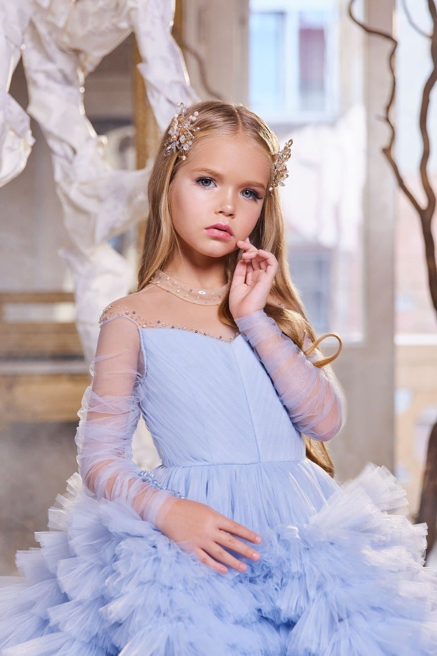 Wisteria Blue Tulle Princess Dress by Mia Bambina Boutique