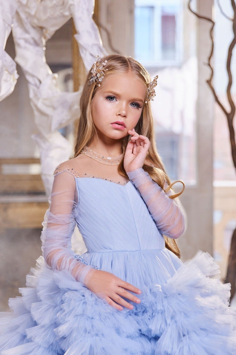 Wisteria Blue Tulle Princess Dress by Mia Bambina Boutique