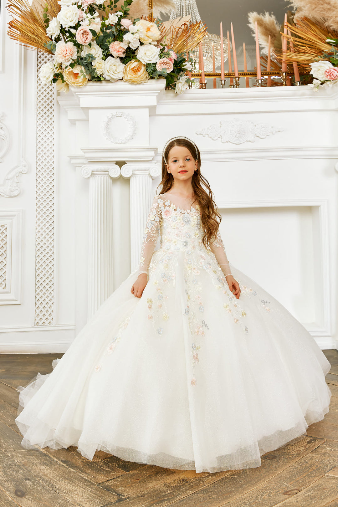 sachin and babi light blue dress CC_5017W - Girls Dress Style 5017 - White Sleeveless Gold Embellished Short Party  Dress - New Items - Flower Girl Dresses main image 1