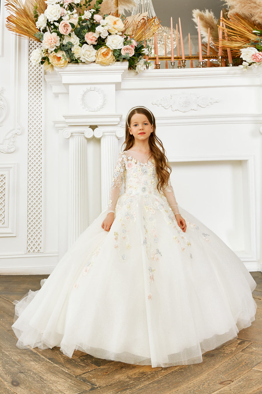 BNY Girls' Corner Cap Sleeve Lace Chiffon Flower Girl Dress - Perfect For Easter, Wedding, Graduation & Special Occasions