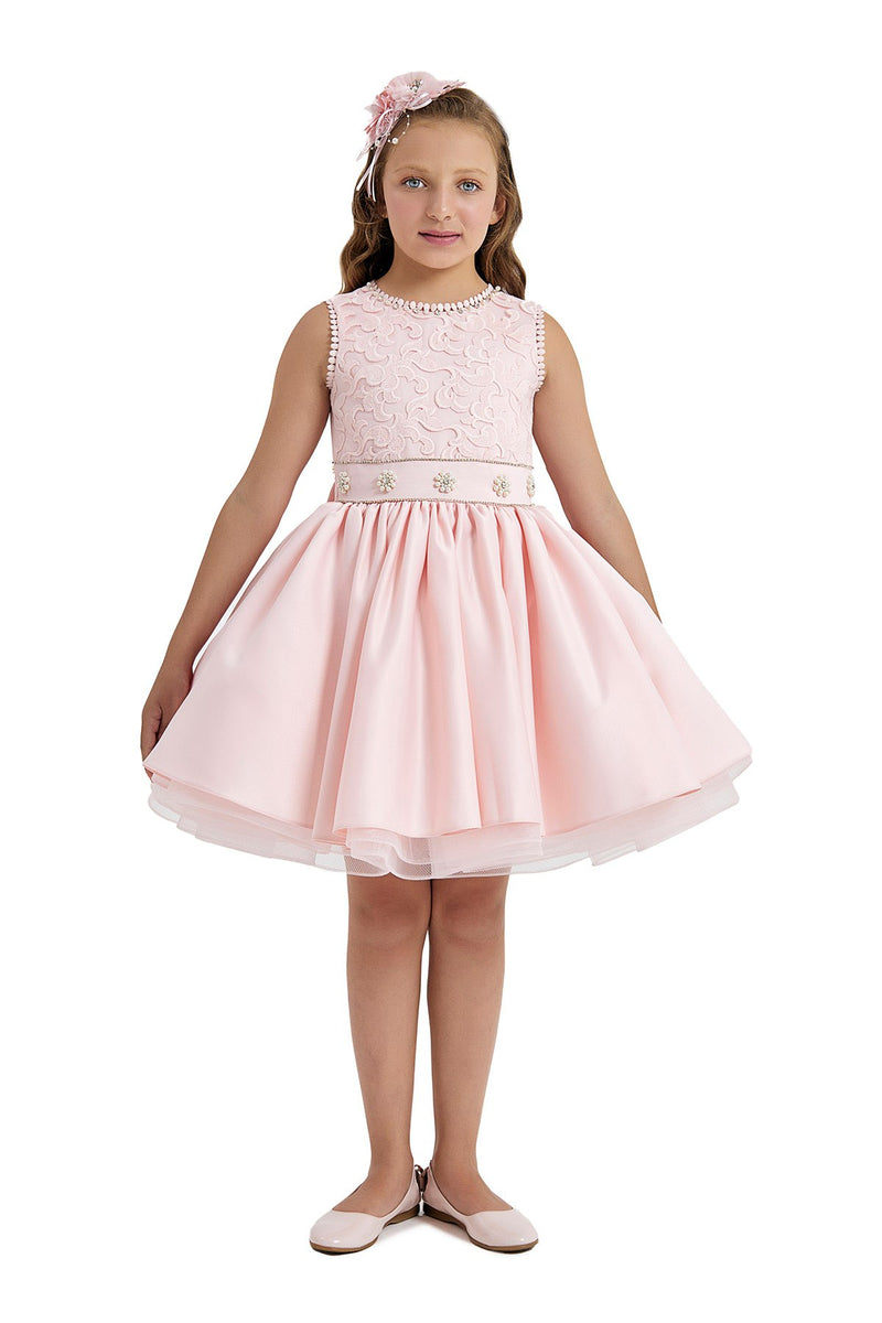 Pink Girls Dress Knee Length by Mia Bambina Boutique