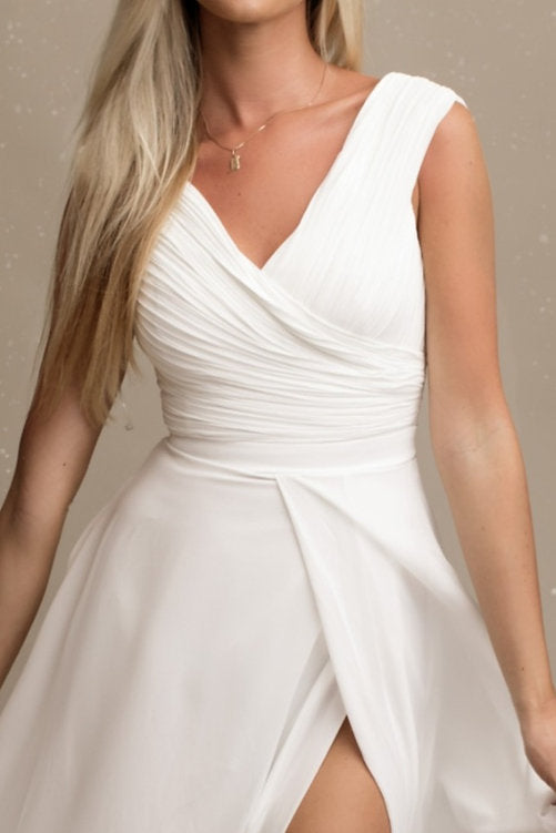 special occasions with the Opale long white sleeveless gown