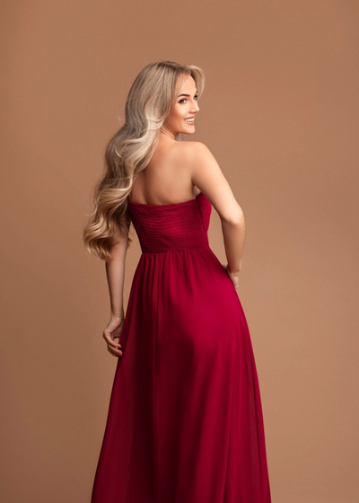 elegant one-shoulder Magenta Bridesmaid Dress Mia Bambina Boutique
