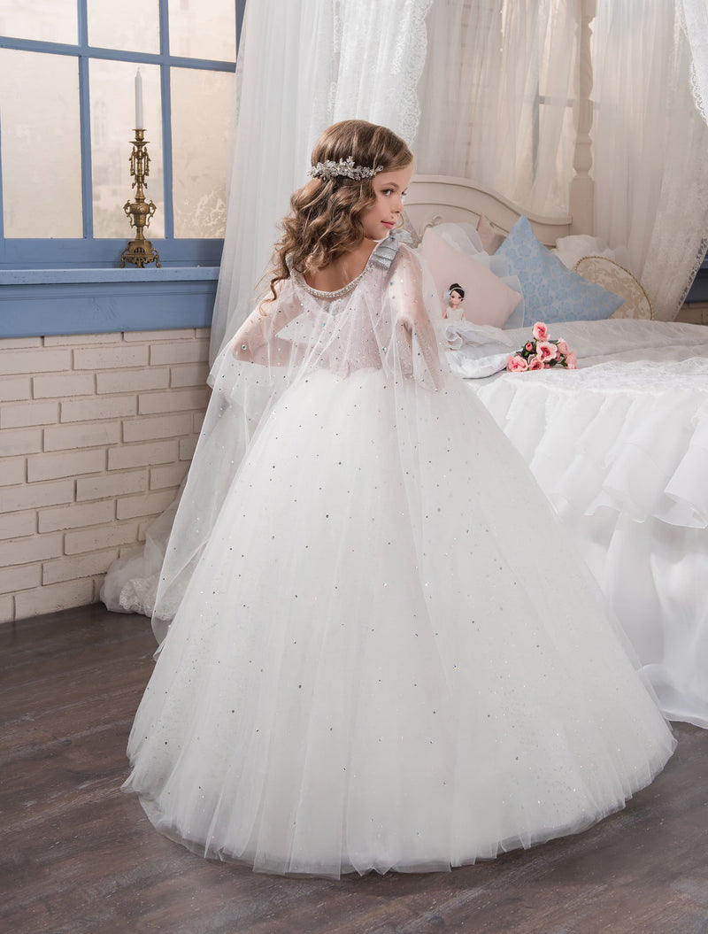 Flower Girl Dresses: Niagara Flower Girl Dress with Cape - Mia Bambina Boutique