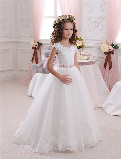 First Communion Dresses: 1051 Brigitte Girls Communion Gown in Size 7-8/Ivory - Mia Bambina Boutique