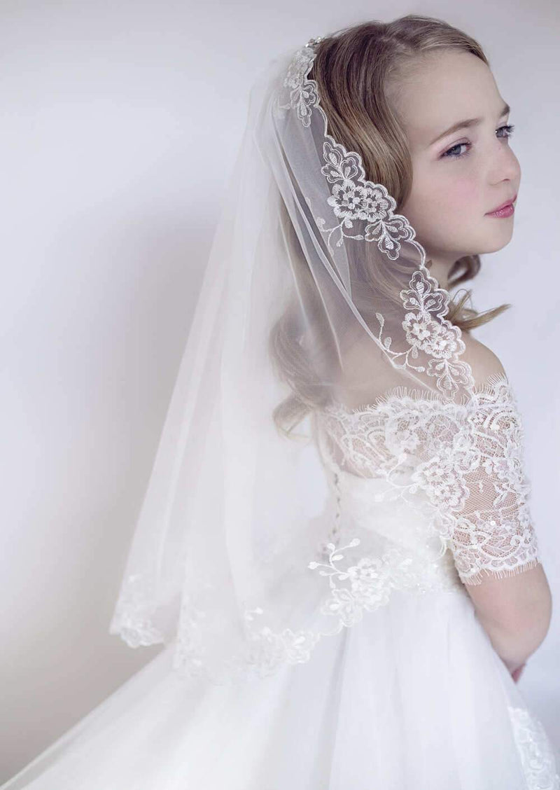 Gloria First Communion Veil for Girls - Mia Bambina Boutique