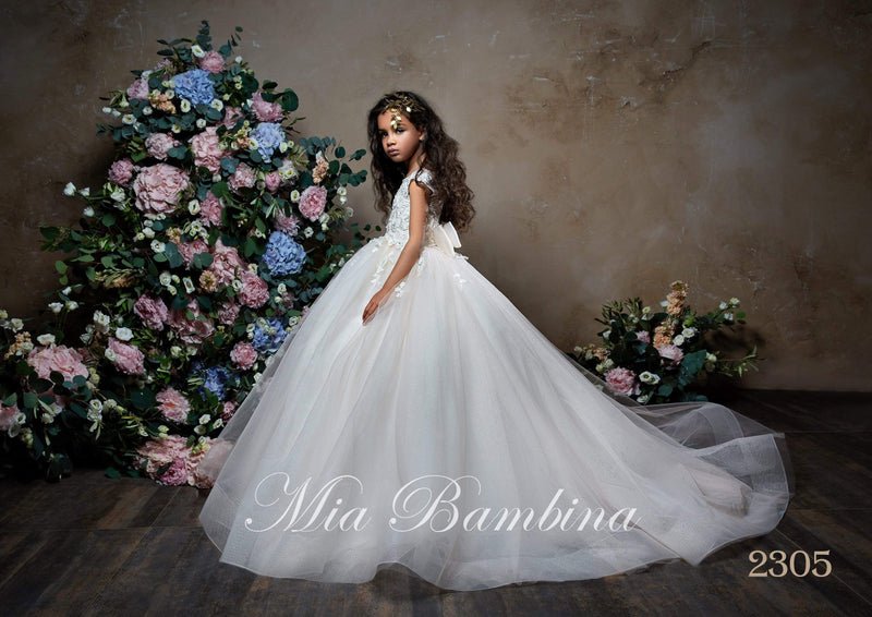Gerbera Girls Glitter Tulle Princess Ball Gown for Flower Girls – Mia  Bambina Boutique