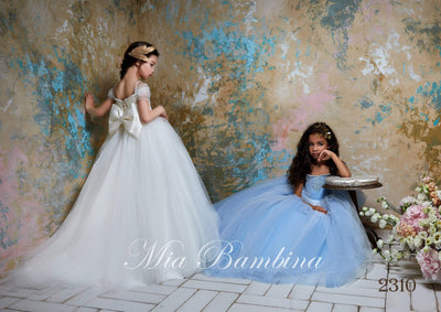 2310 Cinderella Little Girls Open Shoulder Fringe & Glitter Princess Ball Gown - Mia Bambina Boutique