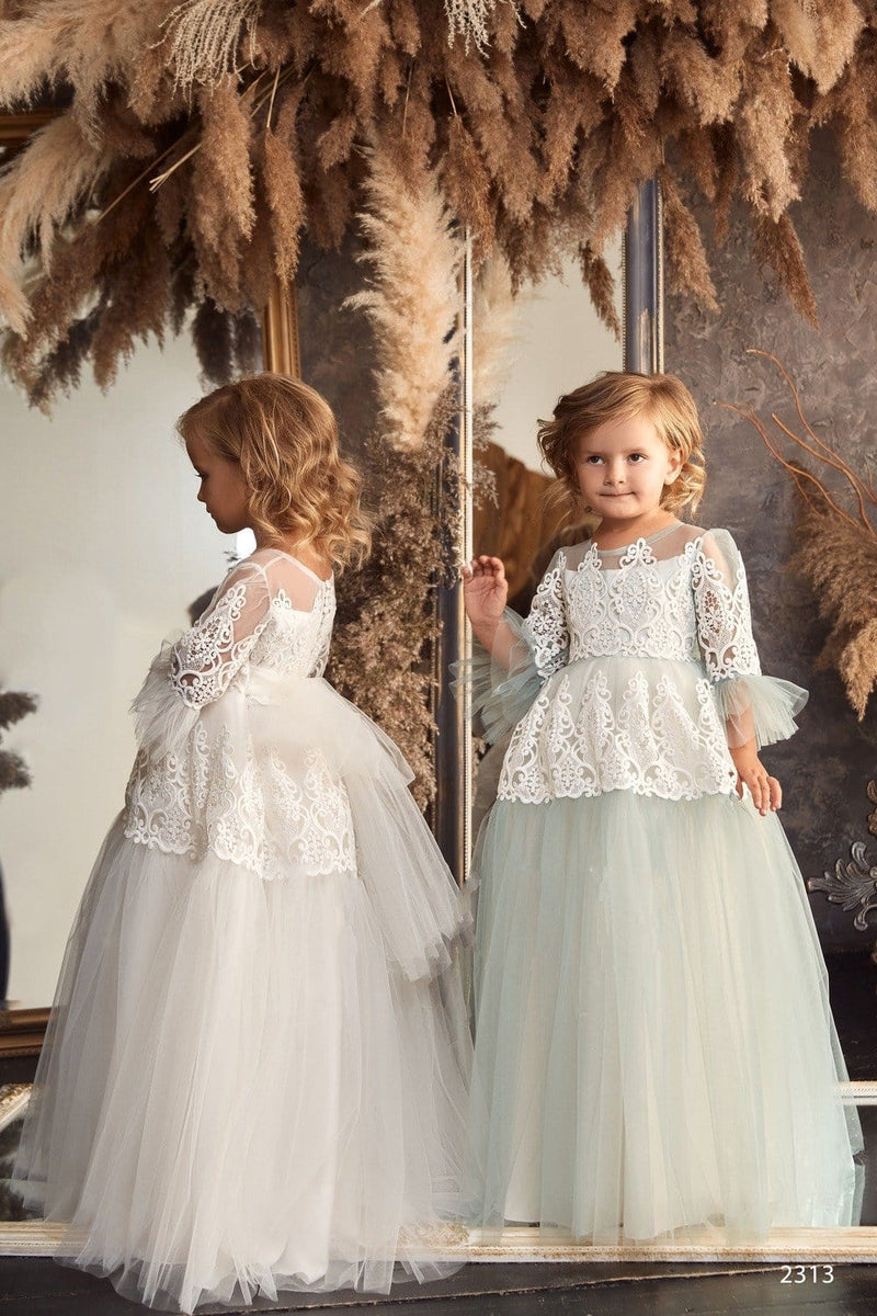Cristiana Long Toddler Tulle and Lace dress - Mia Bambina Boutique