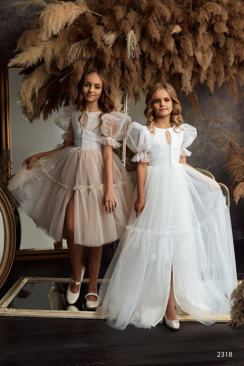 L2318 Fashionable Graduation Dress with Puff Sleeves L2318 Fashionable Graduation Dress with Puff Sleeves