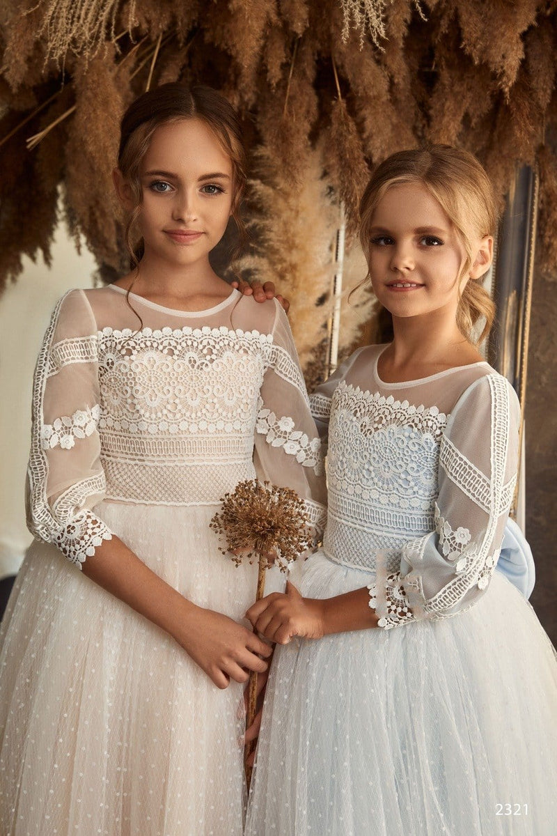 Light Blue Flower Girl Dress in Vintage Style Light Blue Flower Girl Dress in Vintage Style