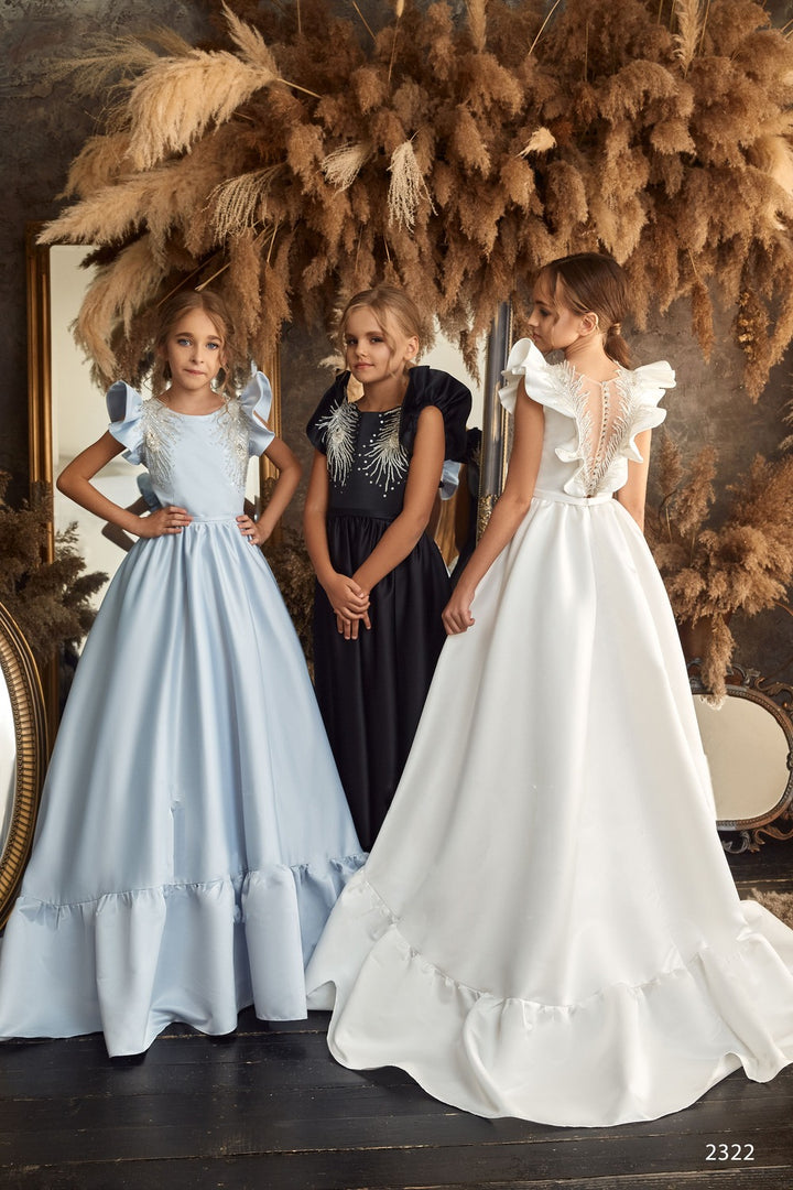 Light Blue Graduation Dress with a Flounce – Mia Bambina Boutique