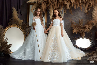 L2334 Long White Ballgown for Bridesmaids