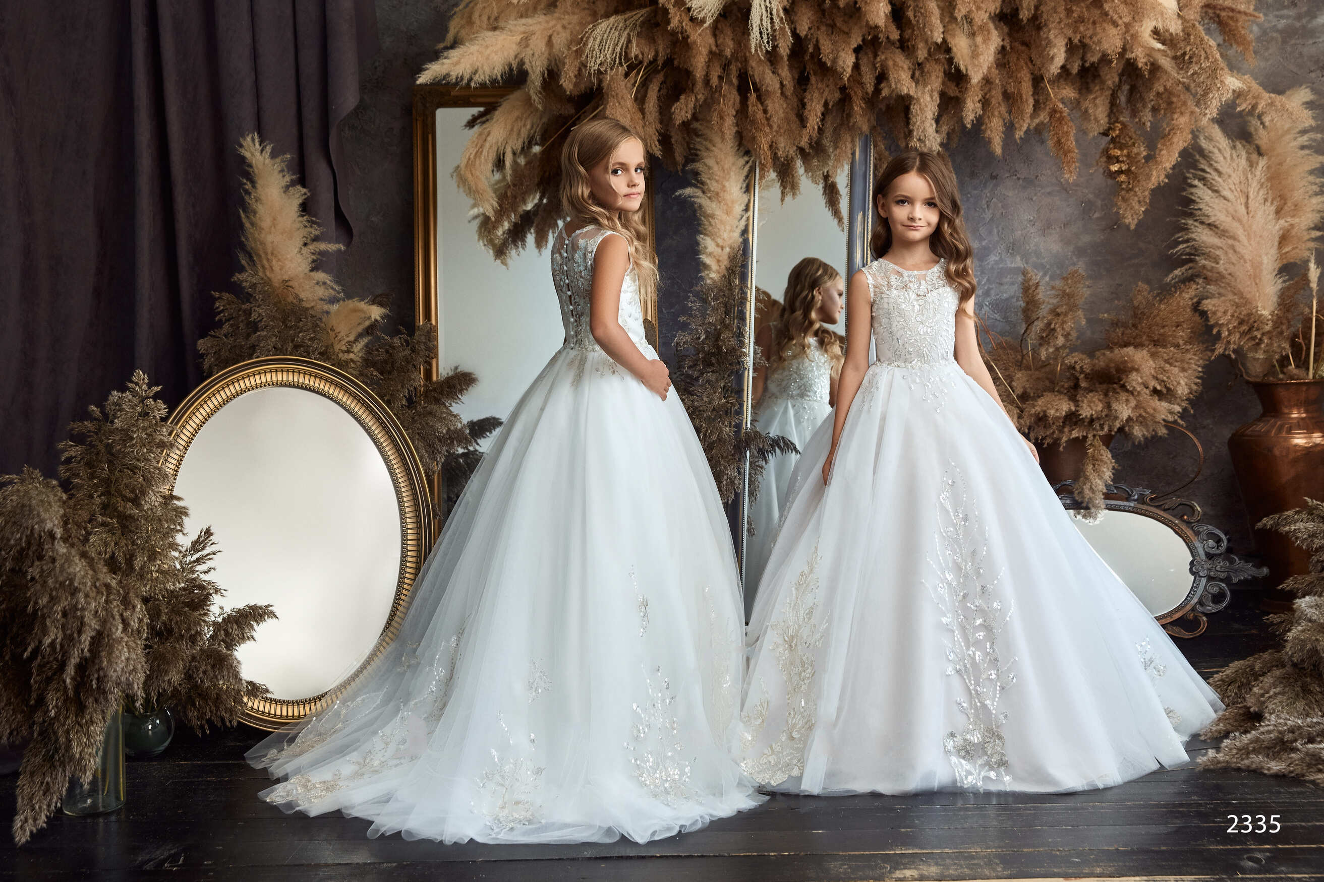 Flower Girl Dresses: Ivory Tulle Special Occasion Dress - Mia Bambina Boutique