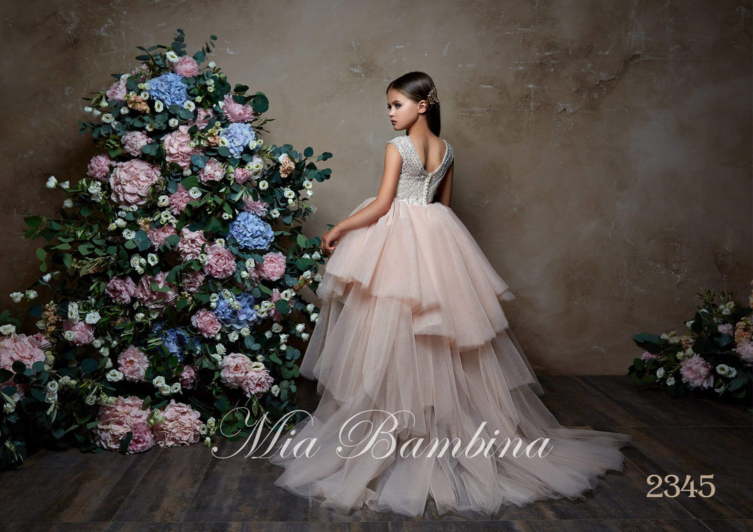 mini ruffled high low dress custom size Luxury Tulle High Low Dress for Girls