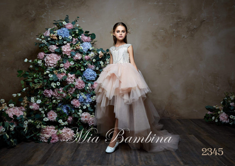 2345 Luxury Sleeveless Multi-Tiered Ruffled Tulle High Low Dress for Girls - Mia Bambina Boutique