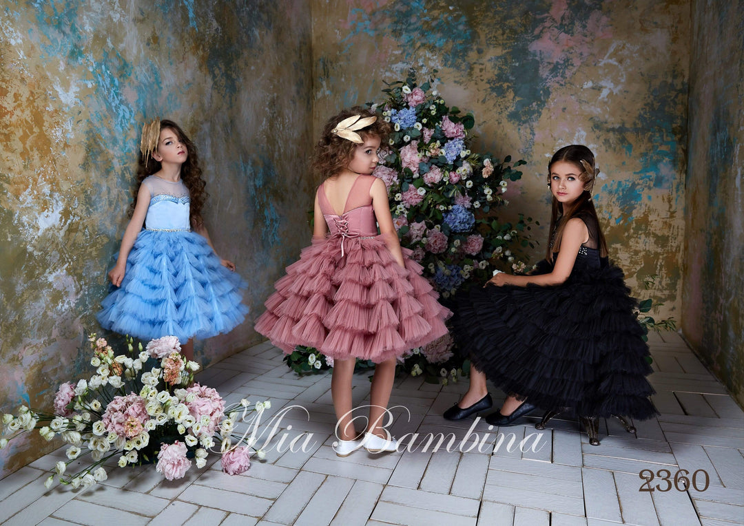 Classy Girls Rhinestone Ruffled Tulle Dress – Mia Bambina