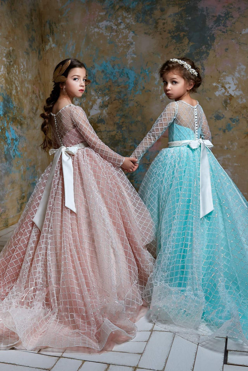 2362 Girls Princess Ball Gown long sleeves - Mia Bambina Boutique